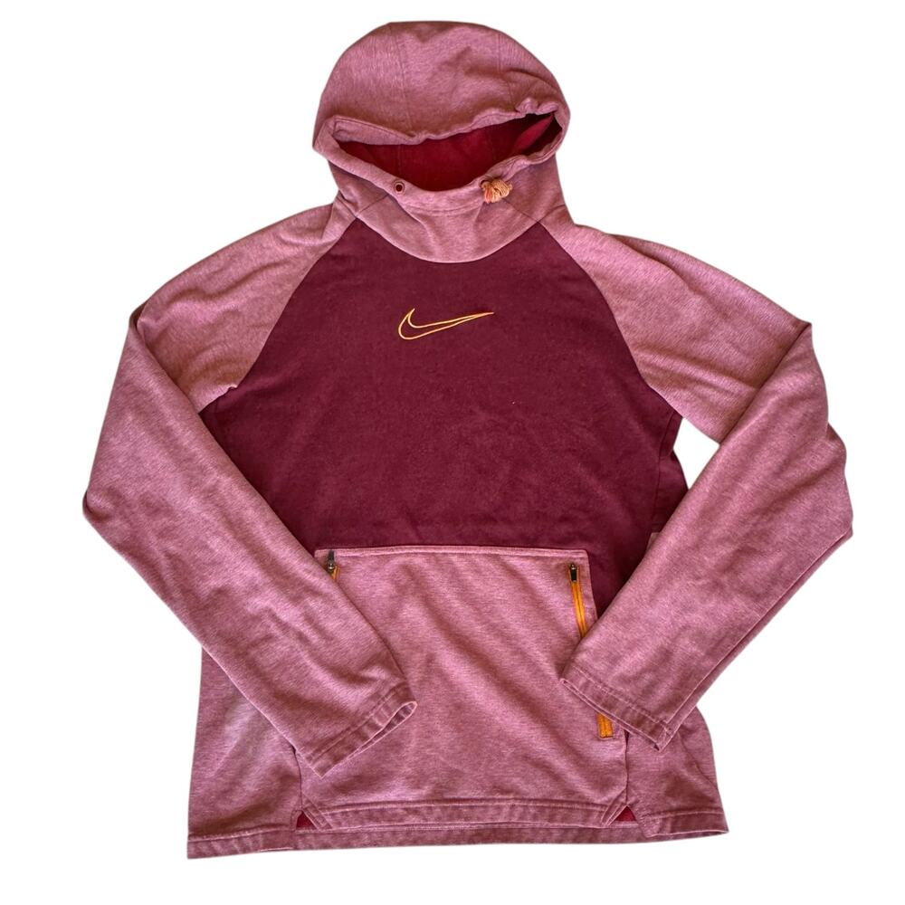 Nike Mens Hoodie Shirt Size Small Therma Fit Red Hiking Workout Hooded Pockets